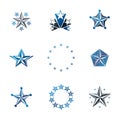 Ancient Stars emblems set. Heraldic vector design elements