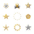 Ancient Stars emblems set. Heraldic vector design elements collection. Retro style label, heraldry logo.