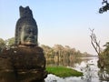 Ancient statue. Giant stone face. Hindu. Cambodia .