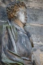 Ancient statue portrait of Saint Maurice black Knight as gatekeeper in Magdeburg Cathedral as Roman soldier from Thebes of 13 Royalty Free Stock Photo