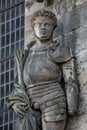 Ancient Statue Portrait Of Saint Maurice Black Knight As Gatekeeper In Magdeburg Cathedral As Roman Soldier From Thebes Of 13