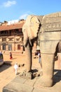 Ancient statues in Bhaktapur. Royalty Free Stock Photo