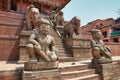 Ancient statues in old Bhaktapur city Royalty Free Stock Photo