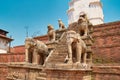 Ancient statues in old Bhaktapur city Royalty Free Stock Photo