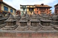 Ancient statues in Swayambhunath, Nepal. Now destroyed after the Royalty Free Stock Photo