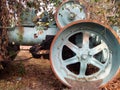 Ancient steam engine road roller hevy wheeled Royalty Free Stock Photo