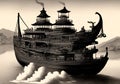 Ancient Steamboat, Generative AI Illustration