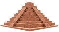 Ancient stepped pyramid structure made of reddish brown bricks against a clean white background Royalty Free Stock Photo