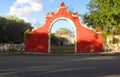 Ancient stone arch gate a hacienda ruins in Yucatan, Mexico Royalty Free Stock Photo