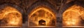 Ancient Stone Arches From Classic Architecture Embellished With Fire Flames