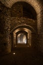 Ancient underground passage lane under the castle of Brescia, Italy
