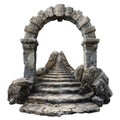 Ancient stone archway leading to stone steps on a hill Royalty Free Stock Photo