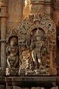 Ancient stone art on temple wall of Karnataka, India