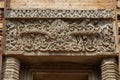 Ancient stone bas-relief in Angkor Wat temple, Cambodia. Ancient temple floral decor. Angkor Wat detail Royalty Free Stock Photo