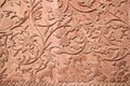 Ancient bas-relief with flowers and animals in Junagarh fort in Bikaner, Rajasthan, India