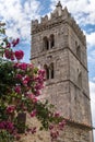 Ancient stone bell tower in Hum, croatian town, the smallest in the world.