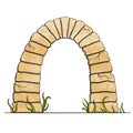 Ancient stone brick arc on white background. Vector illustration