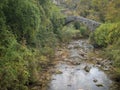 Ancient stone bridge just outside Equi Terme, Lunigiana, medieval spa village in Tuscany, Italy famous for its sulphur