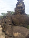 Ancient stone bridge man