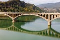 Ancient stone bridge over the Bailong River Royalty Free Stock Photo