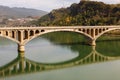 Ancient stone bridge over the Bailong River Royalty Free Stock Photo