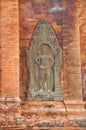 Ancient stone carving in Lolei Temple, Cambodia Royalty Free Stock Photo