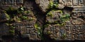 Ancient Stone Carvings MossCovered Ruins Texture Royalty Free Stock Photo