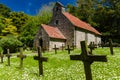 The ancient stone church of St David`s circa 1100AD on Caldey Island off the coast of Wales, UK Royalty Free Stock Photo