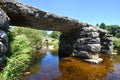Ancient stone Clapper Bridge, Dartmoor, England
