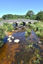 Ancient stone clapper bridge , Dartmoor, England Royalty Free Stock Photo