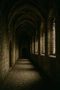 Ancient stone corridor monastic architecture Royalty Free Stock Photo