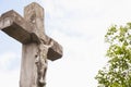 Ancient stone cross on the background of the sky religion, Christianity, faith concept