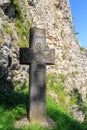 An ancient stone cross near Bran Castle (Dracula\'s Castle). Transylvania. Romania