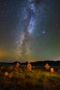 Ancient stone cross under starry sky Royalty Free Stock Photo