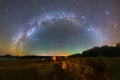 Ancient stone cross under starry sky Royalty Free Stock Photo