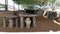 An ancient stone dolmen. Monolithic tomb formed with volcanic rocks and anthropo-zoomorphic sculpture forms at Colombian San Agust