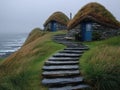 Ancient stone dwellings at Skara Brae, Scotland image Royalty Free Stock Photo