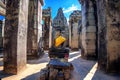 Ancient stone faces of Bayon temple, Angkor Wat, Siam Reap. Royalty Free Stock Photo