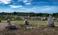 Ancient Stone Field Alignements De Menhir Carnac With Neolithic Megaliths In Brittany, France