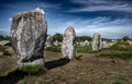 Ancient Stone Field Alignements De Menhir Carnac With Neolithic Megaliths In Brittany, France Royalty Free Stock Photo