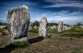 Ancient Stone Field Alignements De Menhir Carnac With Neolithic Megaliths In Brittany, France