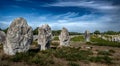 Ancient Stone Field Alignements De Menhir Carnac With Neolithic Megaliths In Brittany, France Royalty Free Stock Photo