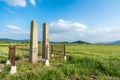 Ancient stone flagpole support at Hwangnyongsa temple site in Gyeongju South Korea Royalty Free Stock Photo