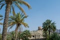 Ancient stone fort in arabian village on the top of the mountain Royalty Free Stock Photo