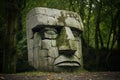 Ancient Stone head giant art. Generate Ai