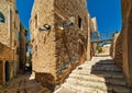 Ancient stone houses and narrow street in old Jaffa, Israel. Royalty Free Stock Photo