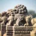 Ancient stone lion closeup