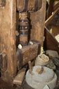 Ancient Stone Mill: Manual Grinder Wheel with Crank and Wooden Press for Pasta