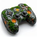 Ancient Stone and Moss Game Controller on White Royalty Free Stock Photo