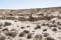 Ancient Stone Nabatean Agricultural Terrace in the Negev Desert in Israel